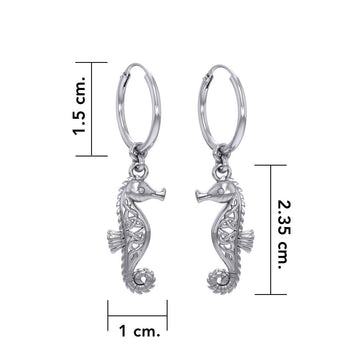 Celtic Knots Seahorse Silver Hoop Earrings TER2083 - Jewelry